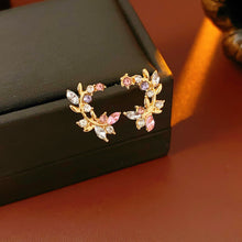 Load image into Gallery viewer, Silver Stud Earrings Crystal Floral Wreath
