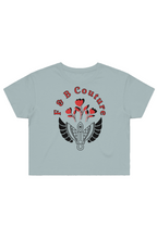 Load image into Gallery viewer, F & B RED ROSE CROP TEE SAGE