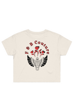 Load image into Gallery viewer, F & B RED ROSE CROP TEE ECRU