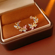 Load image into Gallery viewer, Silver Stud Earrings Crystal Floral Wreath