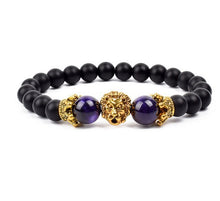 Load image into Gallery viewer, Antique Silver Lion-Head Agate Buddha Bead Bracelet