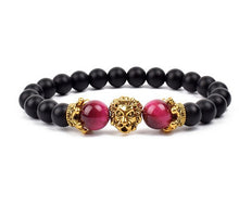 Load image into Gallery viewer, Antique Silver Lion-Head Agate Buddha Bead Bracelet