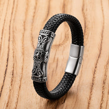 Load image into Gallery viewer, Men's Classic Stainless Steel Leather Bracelet