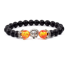 Load image into Gallery viewer, Antique Silver Lion-Head Agate Buddha Bead Bracelet