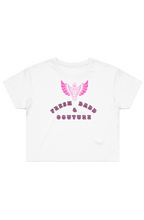 Load image into Gallery viewer, F &amp; B PINK WINGS CROP TEE WHITE
