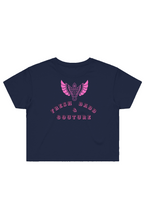 Load image into Gallery viewer, F &amp; B PINK WINGS CROP TEE NAVY
