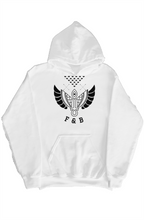Load image into Gallery viewer, F &amp;amp; B WHITE CROSS LINER HOODIE
