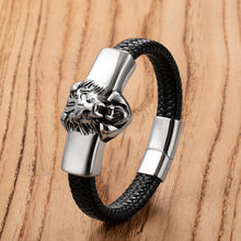 Load image into Gallery viewer, Men's Retro Lion Head Leather Bracelet
