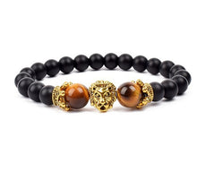 Load image into Gallery viewer, Antique Silver Lion-Head Agate Buddha Bead Bracelet
