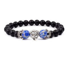 Load image into Gallery viewer, Antique Silver Lion-Head Agate Buddha Bead Bracelet
